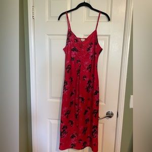 Red slip dress